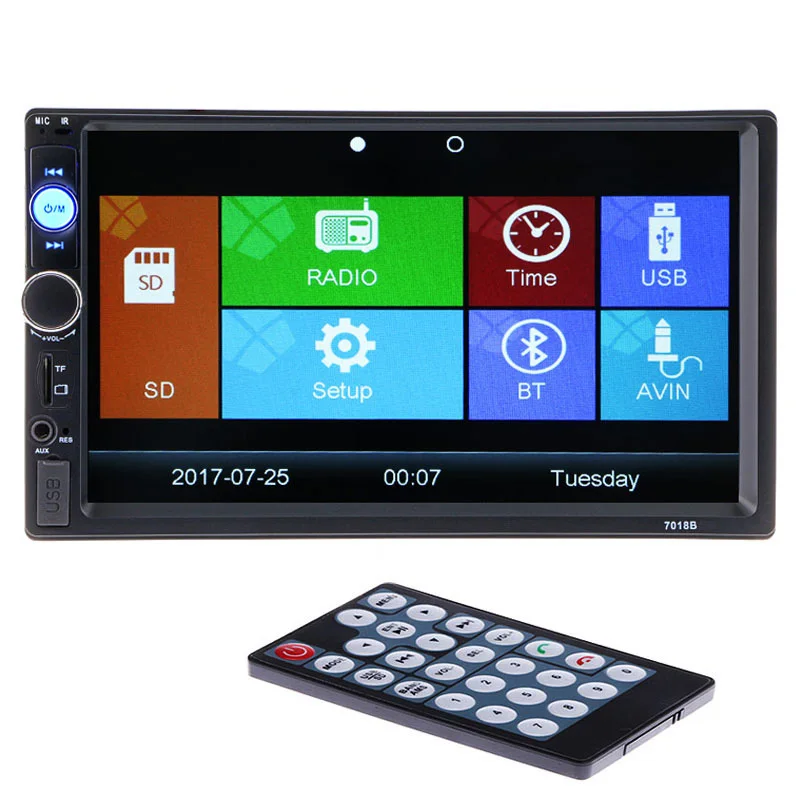 2 Din HD Car Multimedia Player Rear View Camera Bluetooth AUX Adapter Stereo FM Radio MP3 MP5 DVD Audio USB | Автомобили и