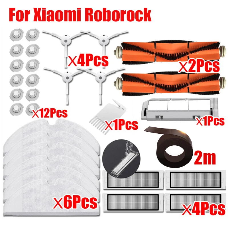

For Xiaomi Roborock S50 S51 S55 S5 S6 xiaowa S5 Max S6 Pure S6 maxV Vacuum Parts Side Brush Main Brush HEPA Filter Accessories