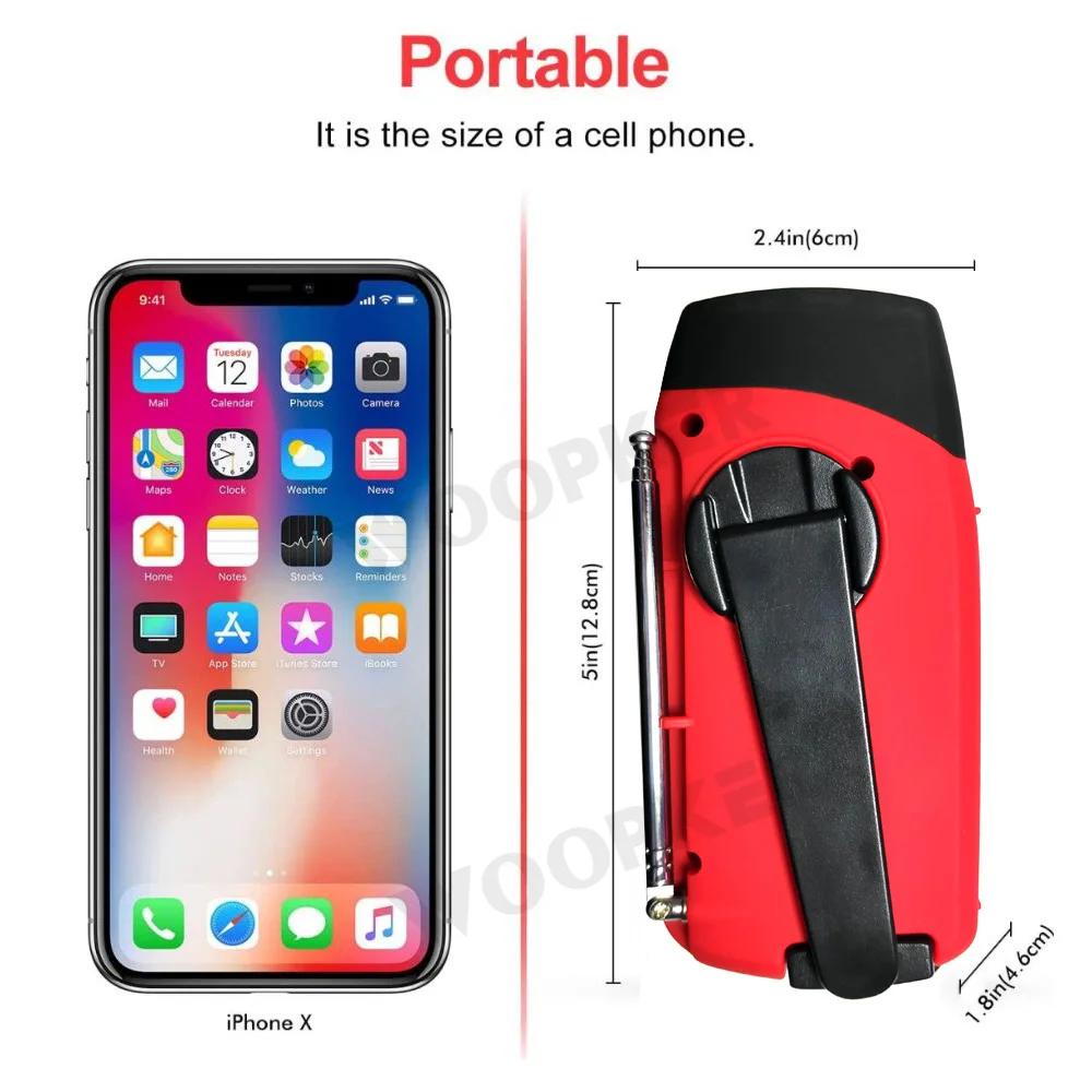 Мини-радиоприемник на солнечной батарее AM/FM/NOAA динамо светодиодный фонарик