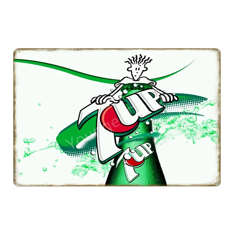 YD1580EI Безалкогольные 7up металлические жестяные знаки 7 UP ВИНТАЖНЫЙ ПЛАКАТ Искусство Настенная Наклейка картина бар паб кафе украшение домашний декор в стиле ретро YI-052 - Цвет: YD1580EI