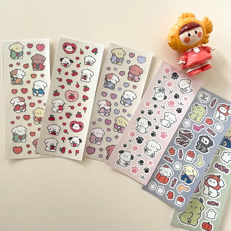 Cute Cartoon Dog Decorative Stickers DIY Scrapbooking Album Happy Plan Journal Hand Account Collage Diary Kawaii Stationery | Канцтовары