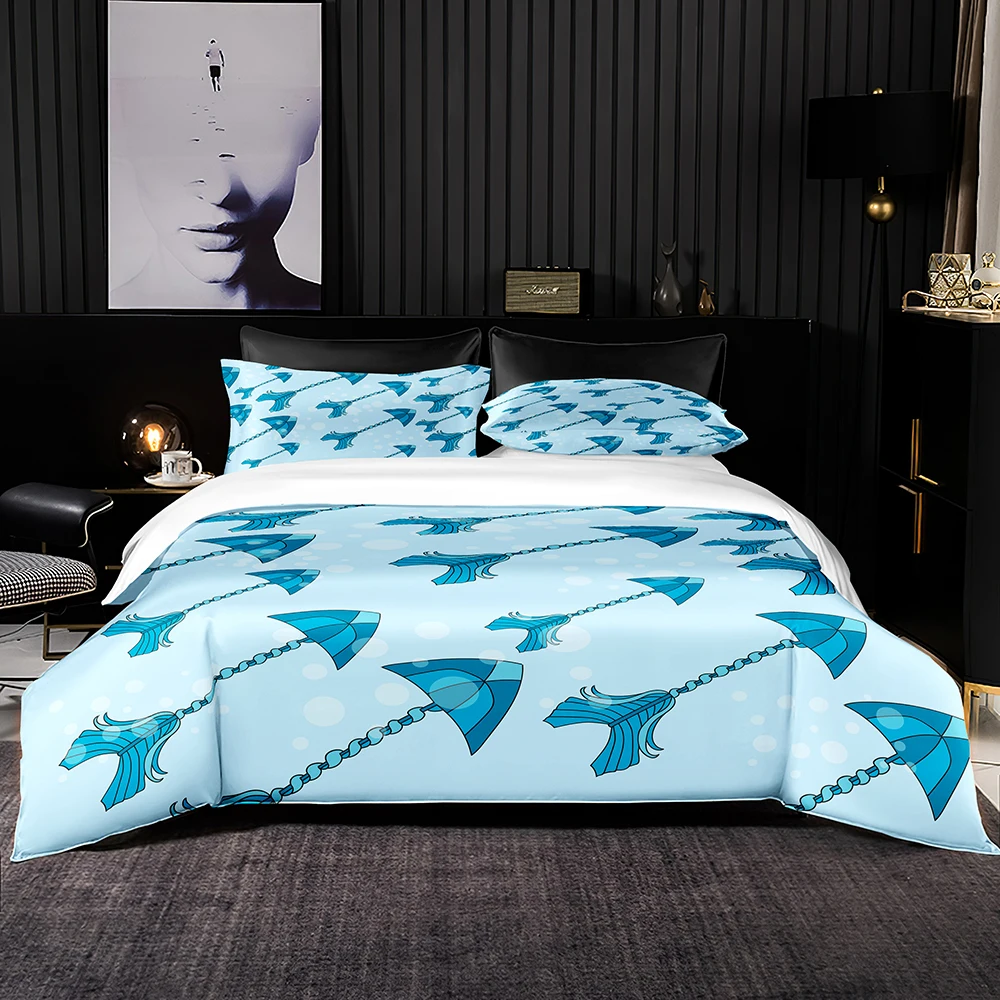 

Simply Style Bedding Set Quality Soft Blue Duvet Cover Cartoon Arrow Pattern Set with Pillowcase for Queen King Size