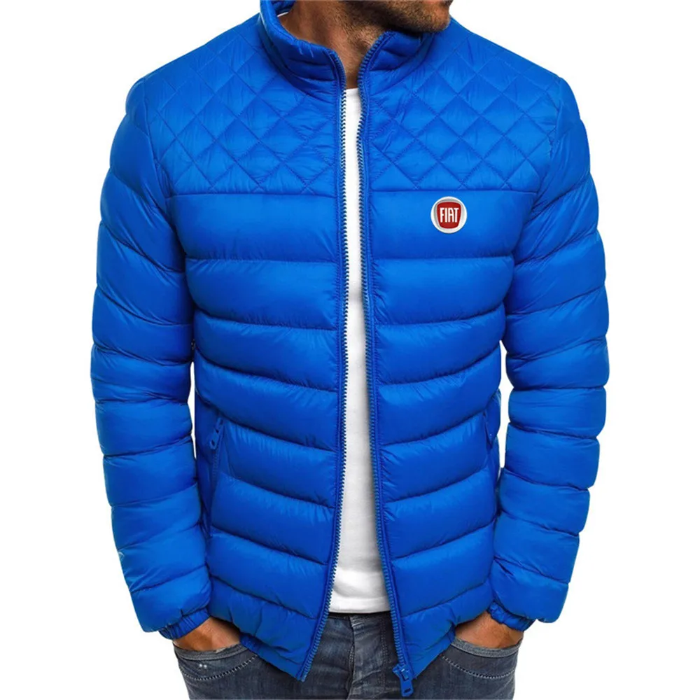 

Men's autumn and winter new FIAT car logo short cotton jacket Korean style light and slim tide brand printing jacket for men