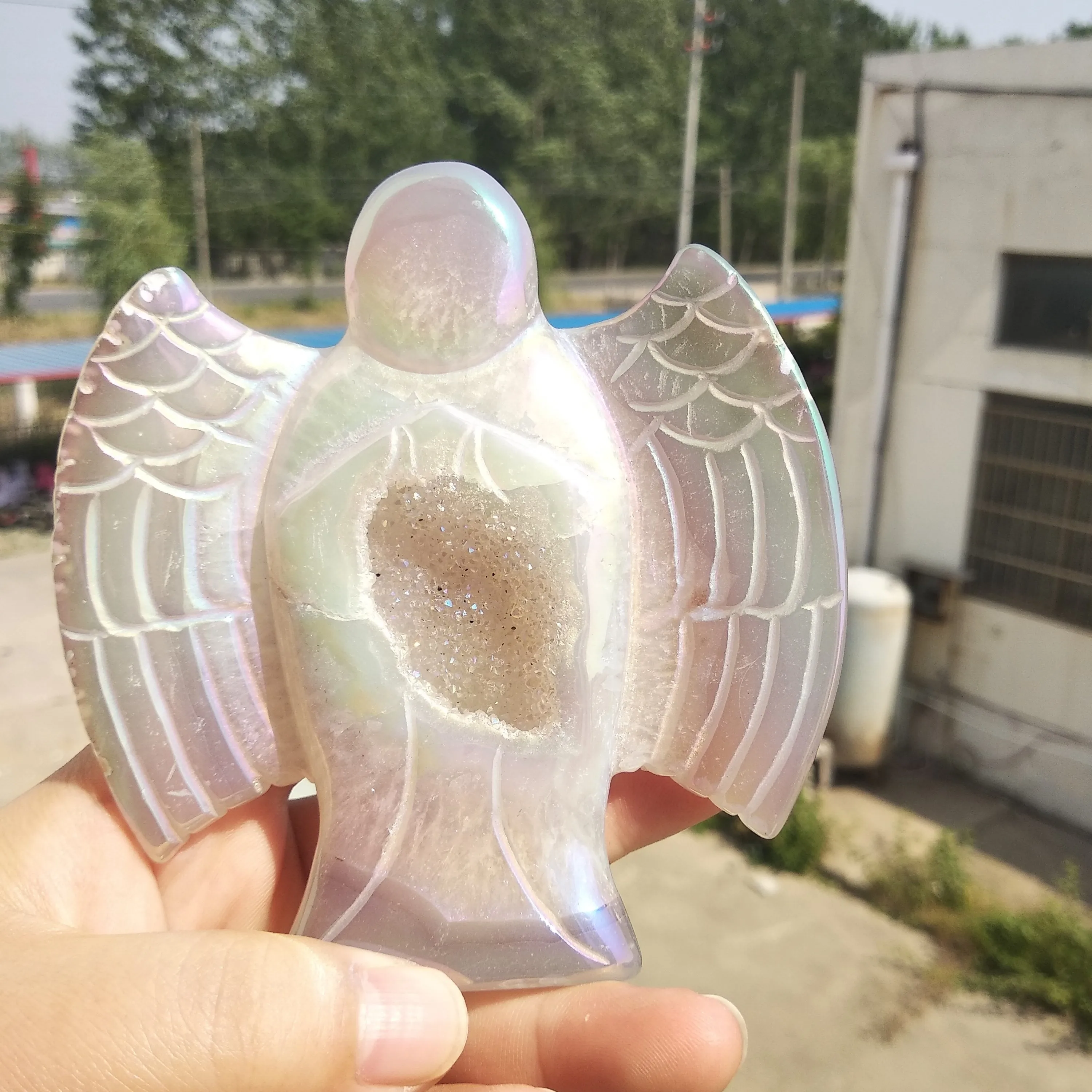 

Красивый гальванический Восстанавливающий стеклянный кристалл в виде ангела для украшения, 1 шт.