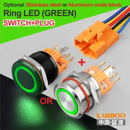 G Ring Button Plug LB22B зуммер автобус мощность Звонок кнопочный переключатель с кольцом led 12V24V220V - Цвет: G Ring Button Plug