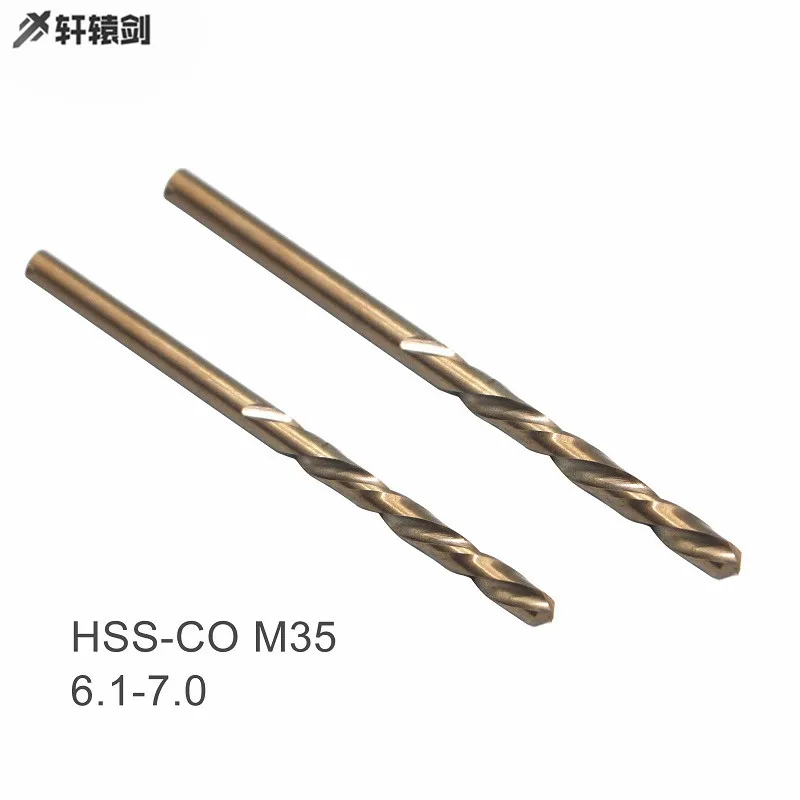 10PCS Twist Drill Bits 6.1 6.2 6.3 6.4 6.5 6.6 6.7 6.8 6.9 7mm HSS-CO M35 Cobalt Steel Straight Shank For Stainless | Инструменты
