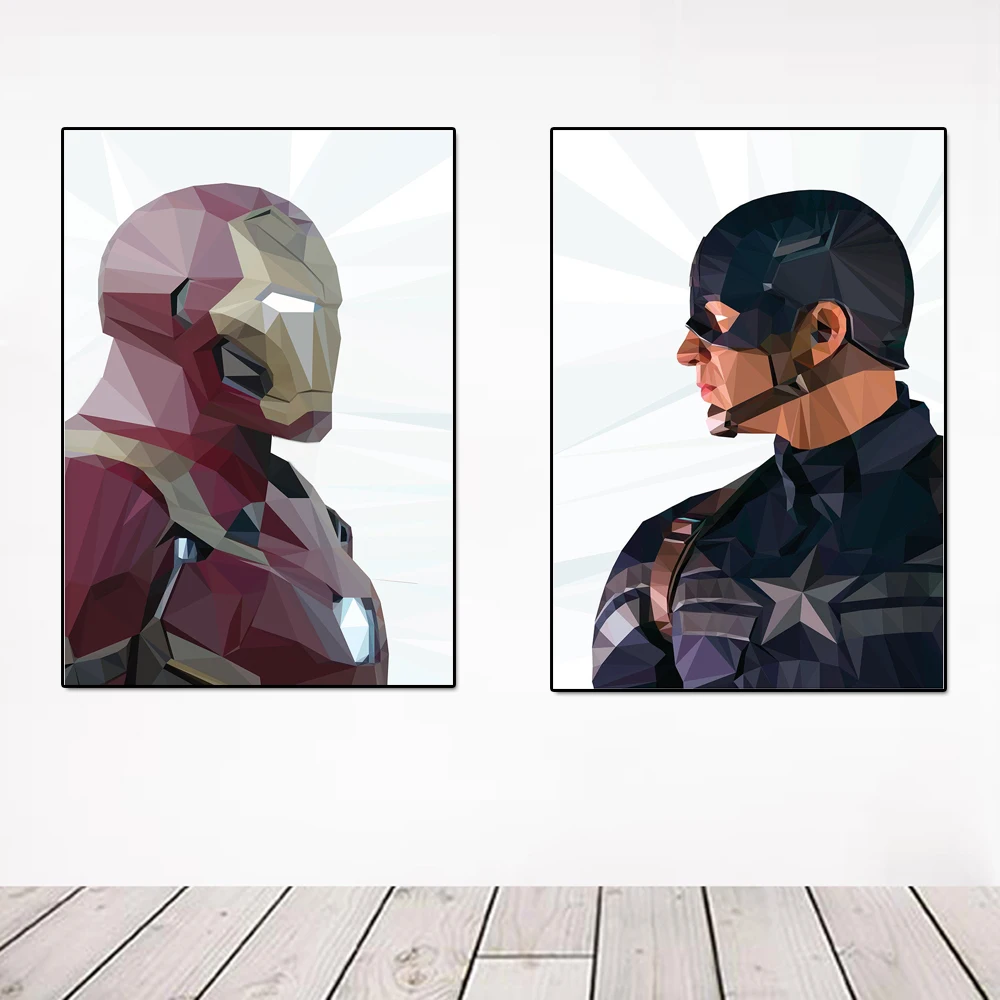 

Self-adhesive Wall Sticker Marvel Superhero Character Poster Iron Man Captain America Minimalist Wall Art Boy Room Decoration