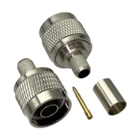10pcs connector n male plug crimp rg5 rg6 lmr300 rg304 cable rf coaxial wire terminals straight