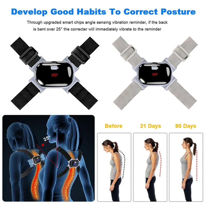 

Adjustable Intelligent Posture Corrector Back Support Back Straightener Brace Correction Humpback Back Pain Relief Health Care