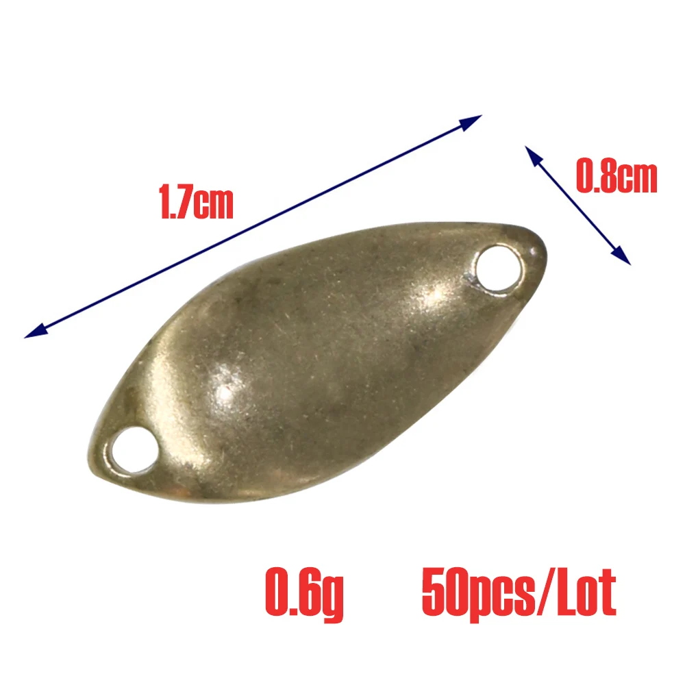 0.6g-- 50pcs Jerry 0,6 г, 1,2 г, 1,8 г, 2,8 г, микро ложки, спиннинговые рыболовные приманки, металлическая приманка, латунная форель, приманки, Неокрашенная заготовка, pesca gliters DIY - Цвет: 0.6g-- 50pcs