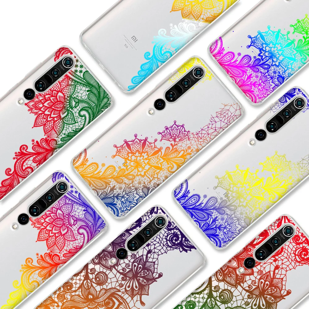 

Colorful Pattern Transparent Case for Xiaomi Redmi Note 10 9 9T 7 6 8 Pro Mi 11 10 10S 9T Note 10 Pro SE F1 Soft TPU Cover Coque