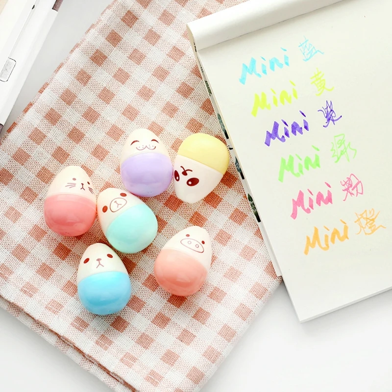 

6 pcs Mini Pill Leaves Eggs Shaped Highlighter Pens For Writing 32CA