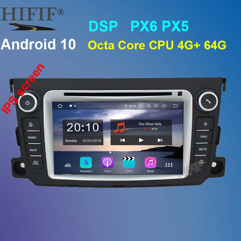 PX6 DSP 7 дюймов для Mercedes Benz Smart Fortwo Android 10 Восьмиядерный 4 Гб ОЗУ 64 ПЗУ радио