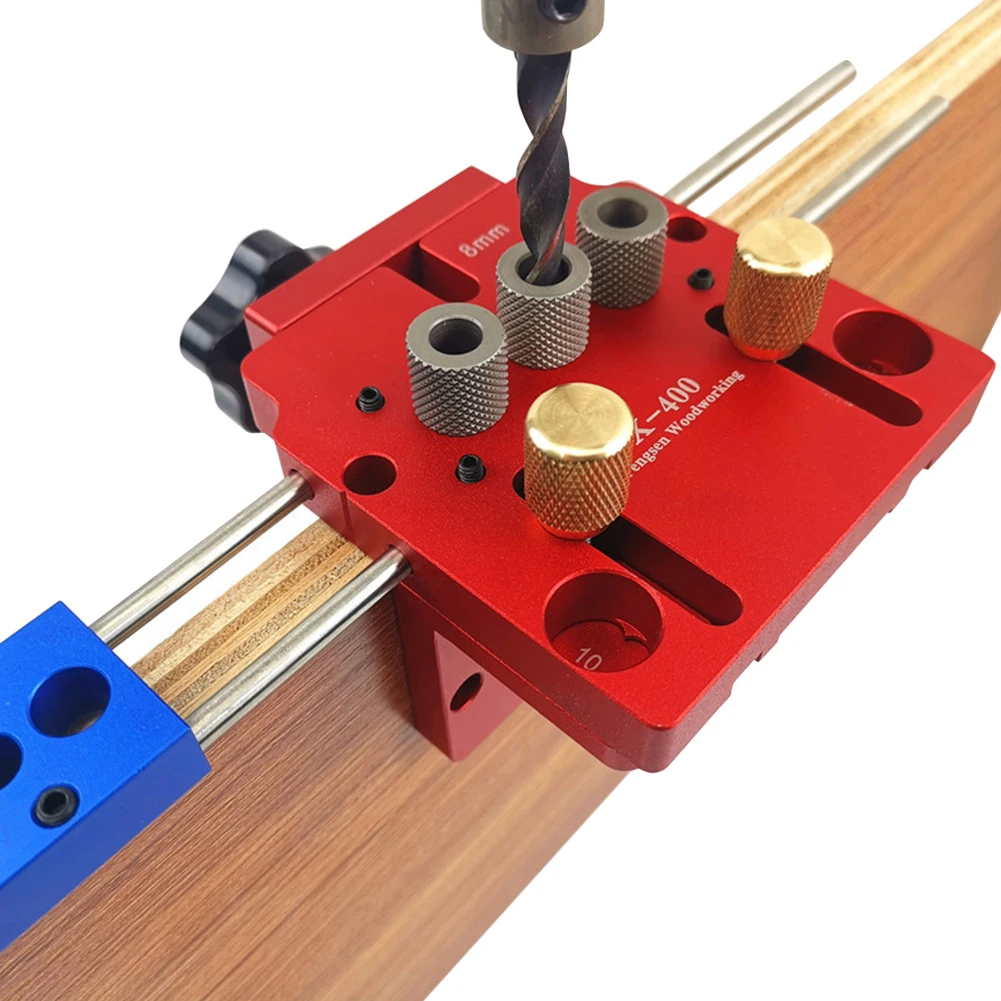 

X400 Cam Fitting Locator Dowelling Jig Drill Guide Kit Block Accurate Hole Puncher Mainboard For Furniture 3 In 1 Aluminum Alloy