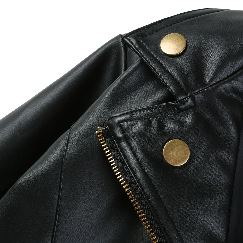 

Autumn and winter girls children pu stitching leather jacket lapel leather jacket baby leather short coat clothes bebek mont 40*