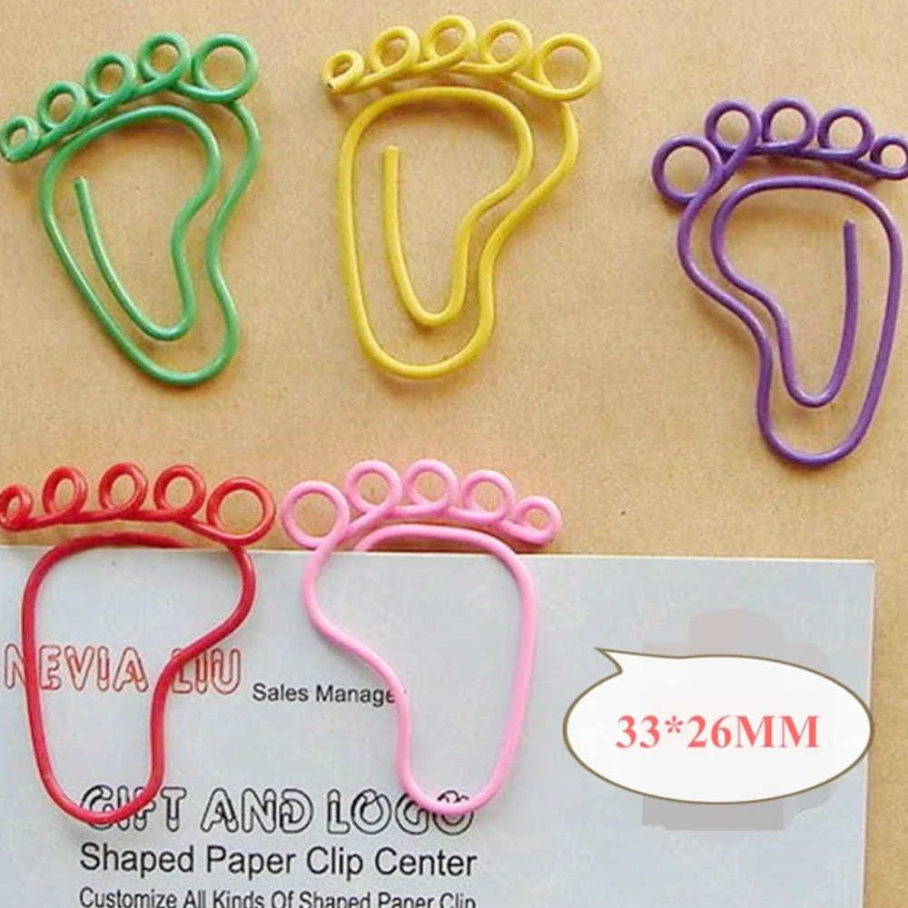 

24Pcs Lovely Little Feet Shaped Photo Clips Paper Clips Creative Note Clips Paper Pin for Party Gift Office (Random Color)