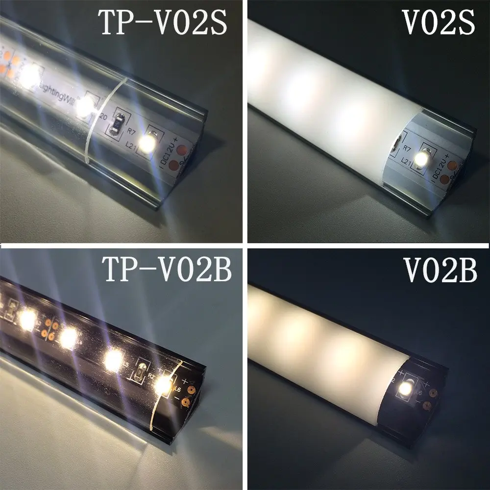 저렴한 V02 검정색 V 모양 LED 프로필 코너 알루미늄 프로파일, 유백색 또는 투명 커버, 2M(6.6ft), 12mm LED 스트립 조명용, 20 개 구매 V02 검정색 V 모양 LED 프로필 코너 알루미늄 프로파일, 유백색 또는 투명 커버, 2M(6.6ft), 12mm LED 스트립 조명용, 20 개