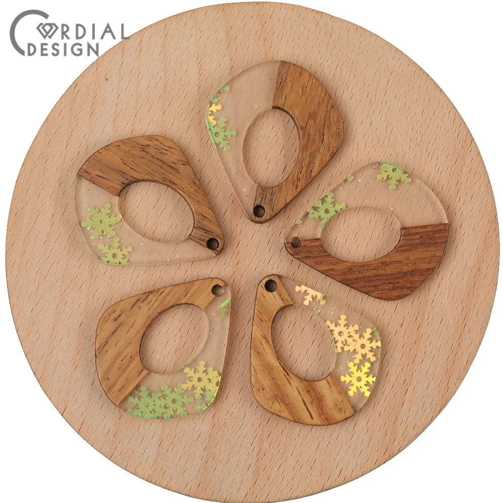 

Cordial Design 50Pcs 28*33MM Earrings Accessories/Charms/Hand Made/Natural Wood & Resin/DIY Making/Jewelry Findings & Components