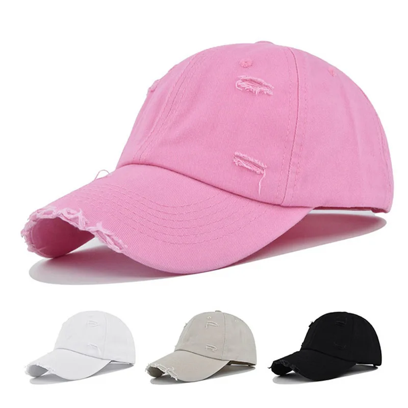 

Хип-хоп бейсбольная кепка с дырками для женщин и мужчин, мягкая хлопковая однотонная Кепка унисекс, весенне-летняя повседневная Кепка с коз...