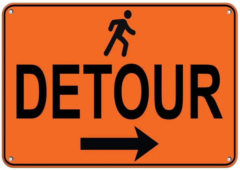

Right Arrow Pedestrian Detour,Interior Outdoor Wall Decoration Vintage Warning Tin Sign,Tin Plate Vintage Metal Sign