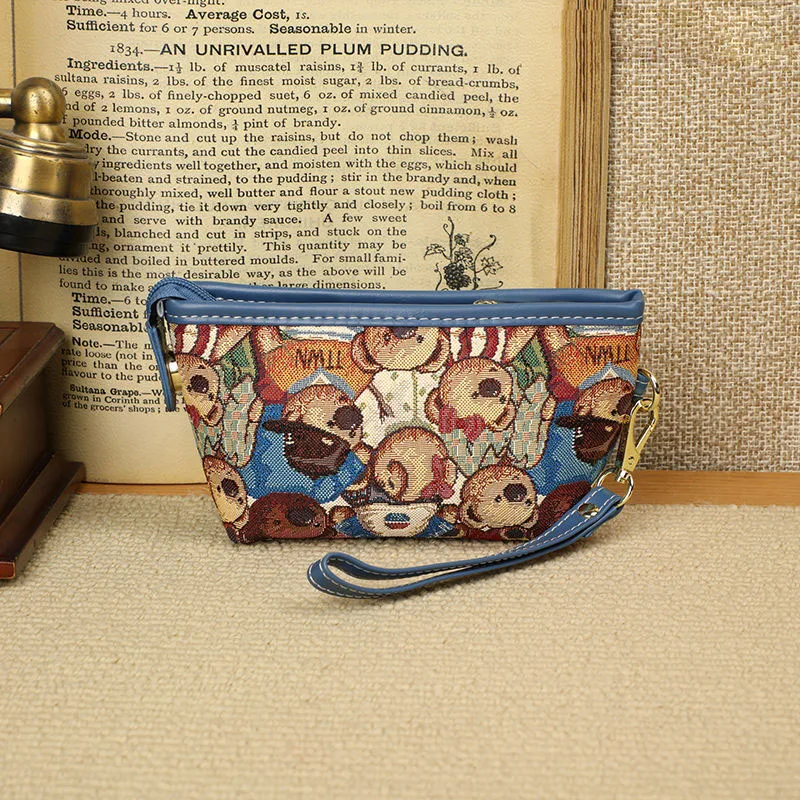

Cosmetic bag new cartoon bear shoulder bag female retro zipper small square bag handbag