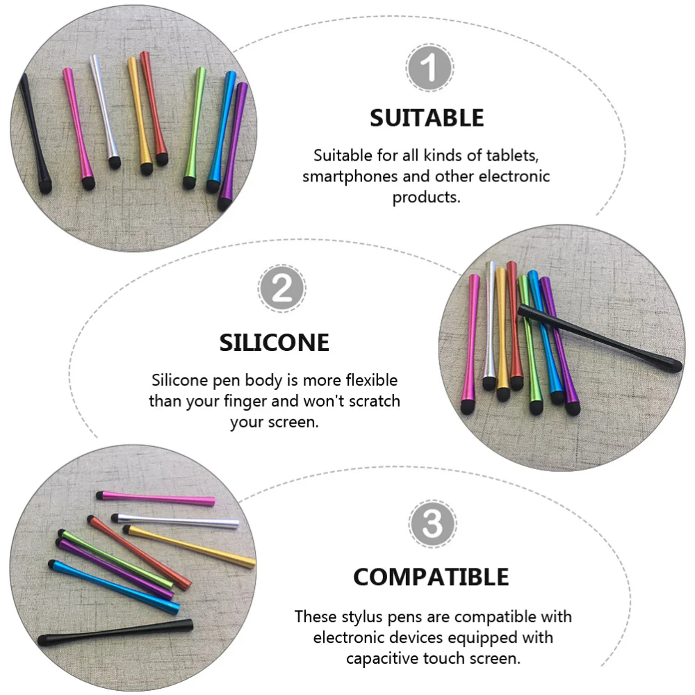 

8 Pcs Nonslip Smartphone Touch Screen Devices Chic Capacitive Stylus Pens
