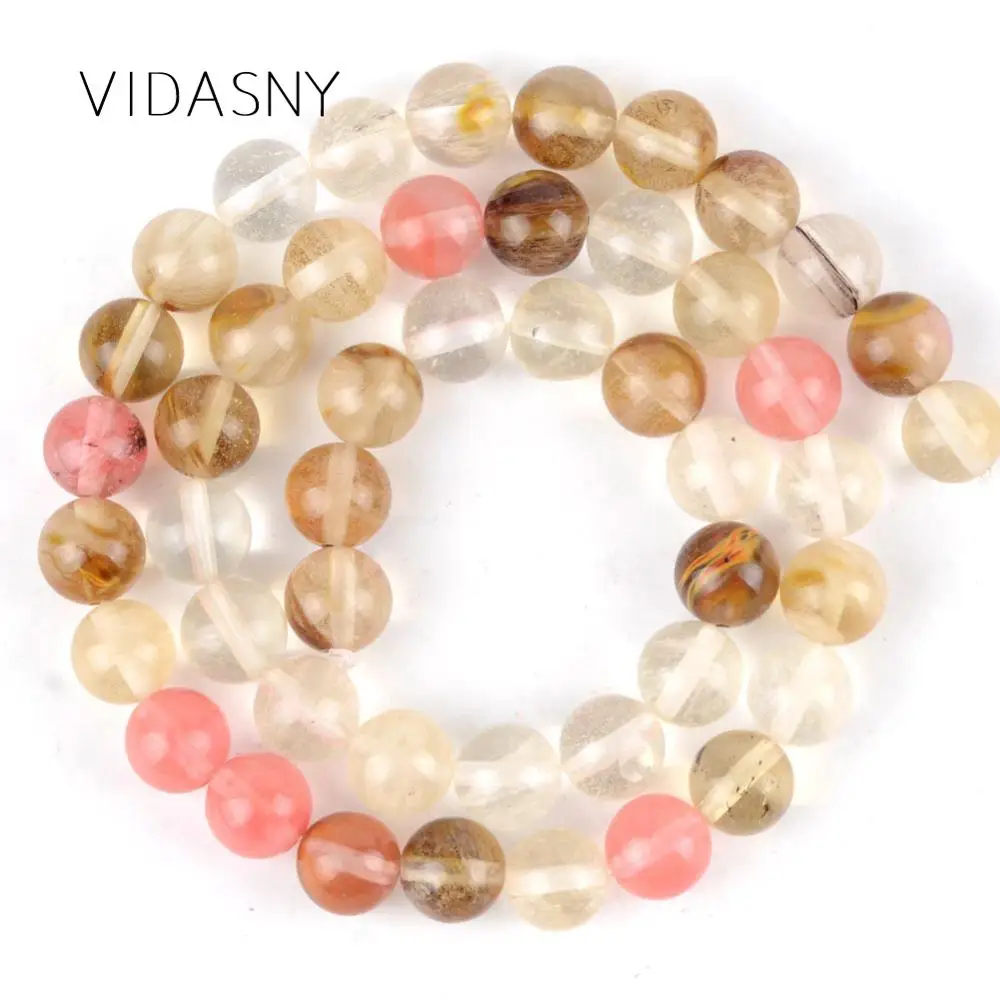 Натуральный кристалл арбуз кварцс круглые свободные бусины для рукоделия