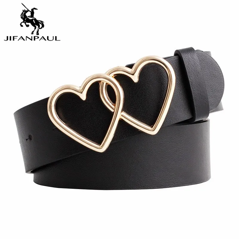 

JIFANPAUL New with adjustable ladies luxury brand cute Heart-shaped thin belt high quality punk fashion belts sweetheart buckle