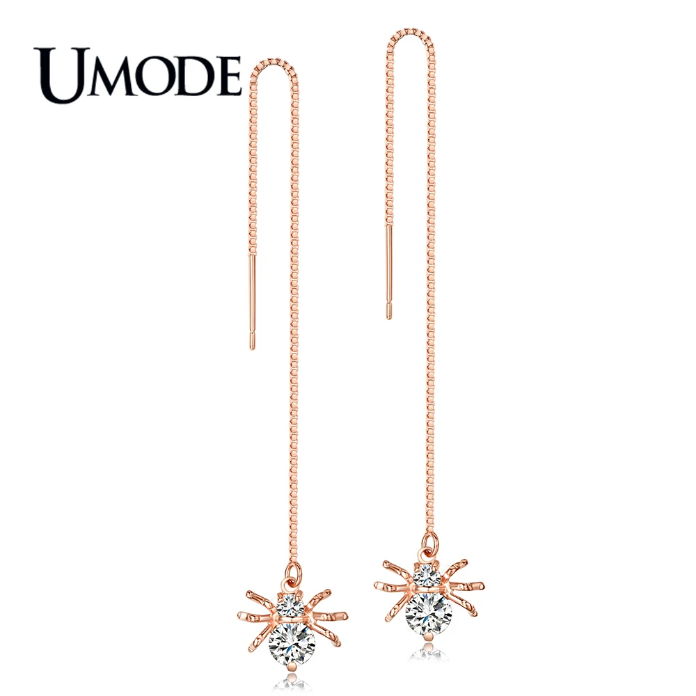 Женские серьги подвески с фианитами розовое золото в коробке|fashion long earrings|long drop