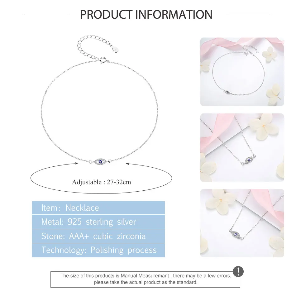 Children Necklace 925 Sterling Silver Blue Clear CZ Crystal Lucky Eye for Girls Kids Birthday Gift 2019 Genuine Jewelry | Украшения и