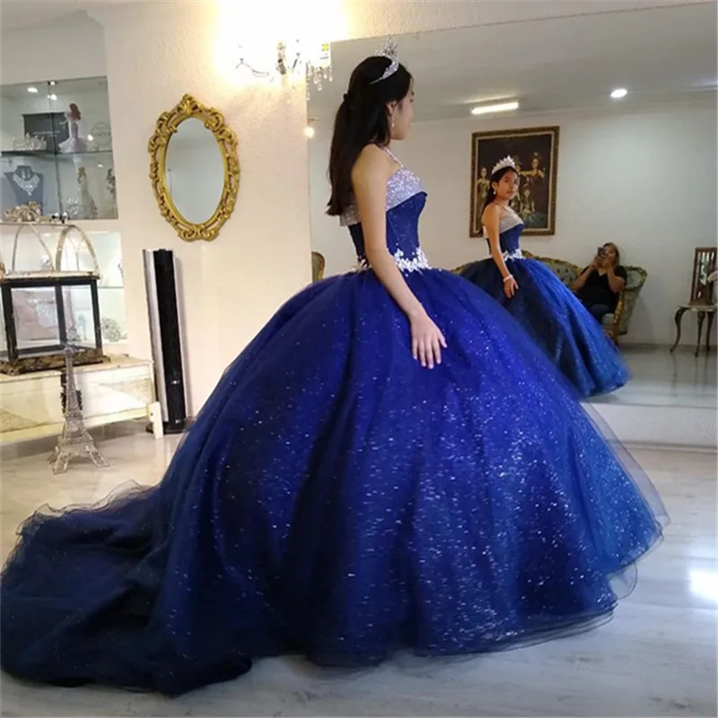 

Royal Blue Ball Gown Quinceanera Dress Lace Appliques Puffy Girls 15 Years Birthday Dresses Sweet 16 Party Gowns