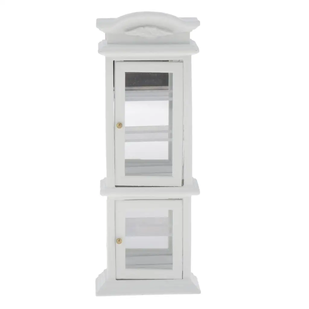 

White Wooden Mini Wine Cabinet For 1:12 Dolls House Furniture Decor Accs