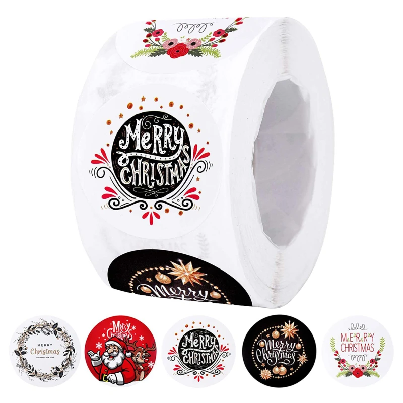 

Merry Christmas Sticker Santa Claus Elk Pattern Sticker Party Holiday Decoration Gift Sticker Baking Sticker Label