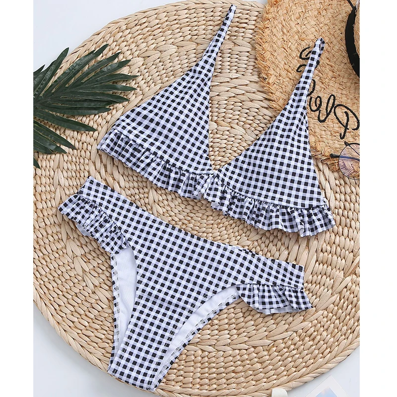 В-X в стиле ретро Одежда клетку комплект бикини 2020 сексуальный купальник женский