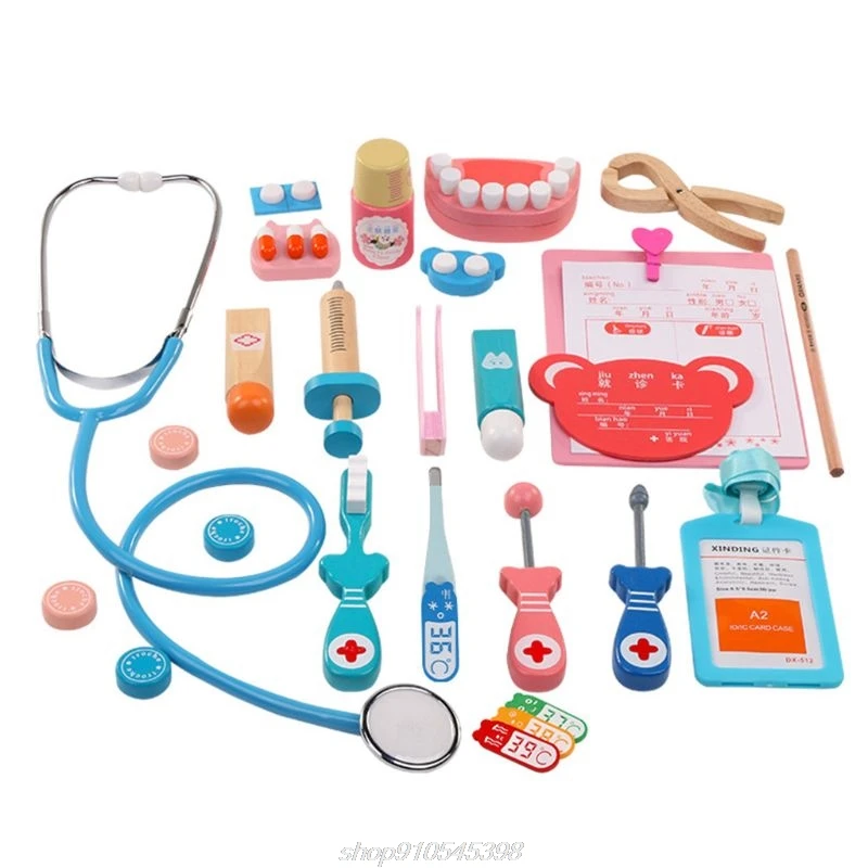 

24 Pcs/Set Dentist Toys Children Pretend Doctor Toy Set Wooden Simulation Dentist Props Accessories M30 21 Dropshipping