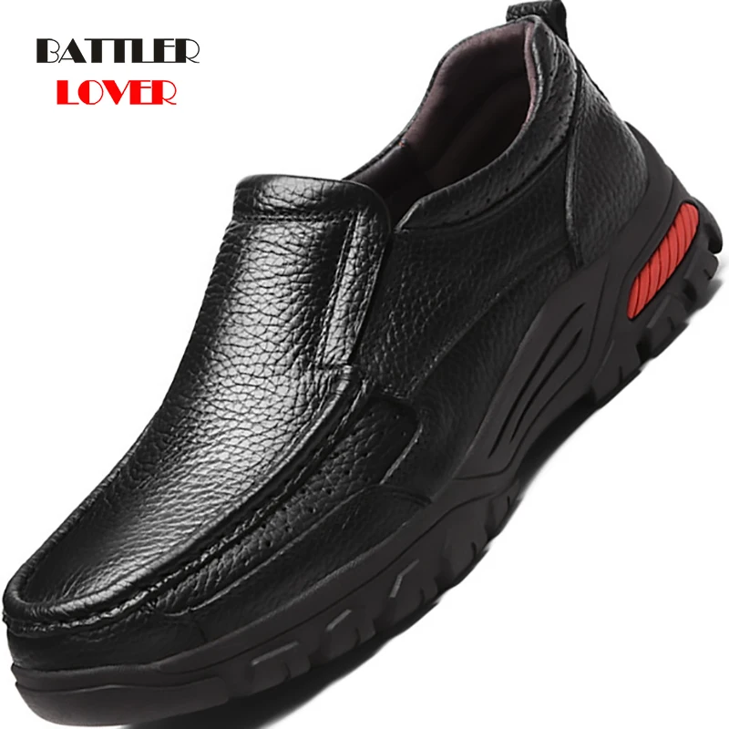 

Men Winter Fleece Dress Shoes Handmade High Quality 100% Genuine Leather Shoes for Male Slip On Comfort Business Casual Footwear