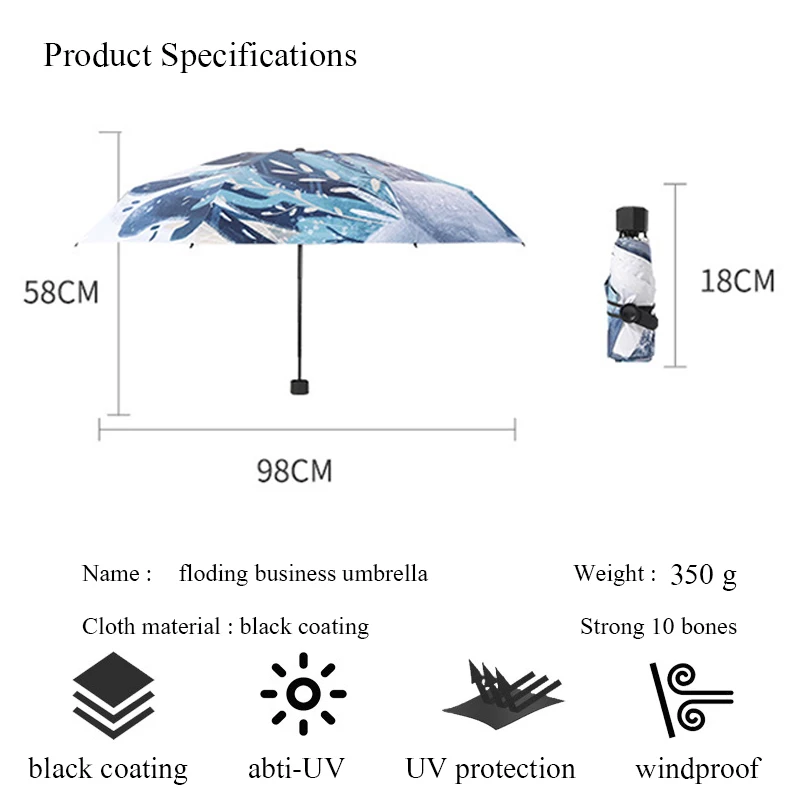 Новые 5 шт/упаковка складной 8K из нержавеющей стали анти УФ Портативный зонтик