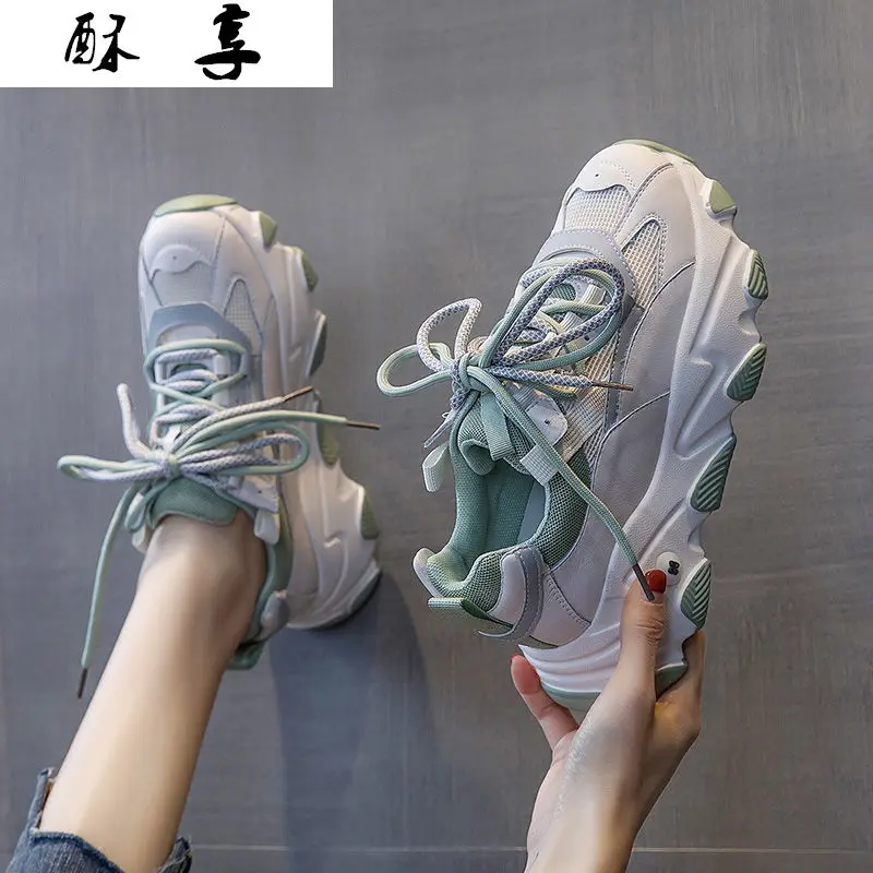 

Женские кроссовки на вулканизированной подошве, кроссовки на платформе, повседневные прогулочные туфли на шнуровке, теннисная обувь на мас...