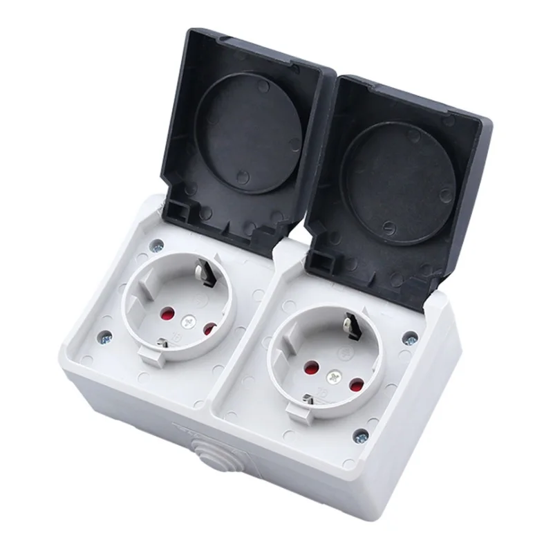 Европейская настенная розетка IP44 дуплексная водонепроницаемая переменного тока