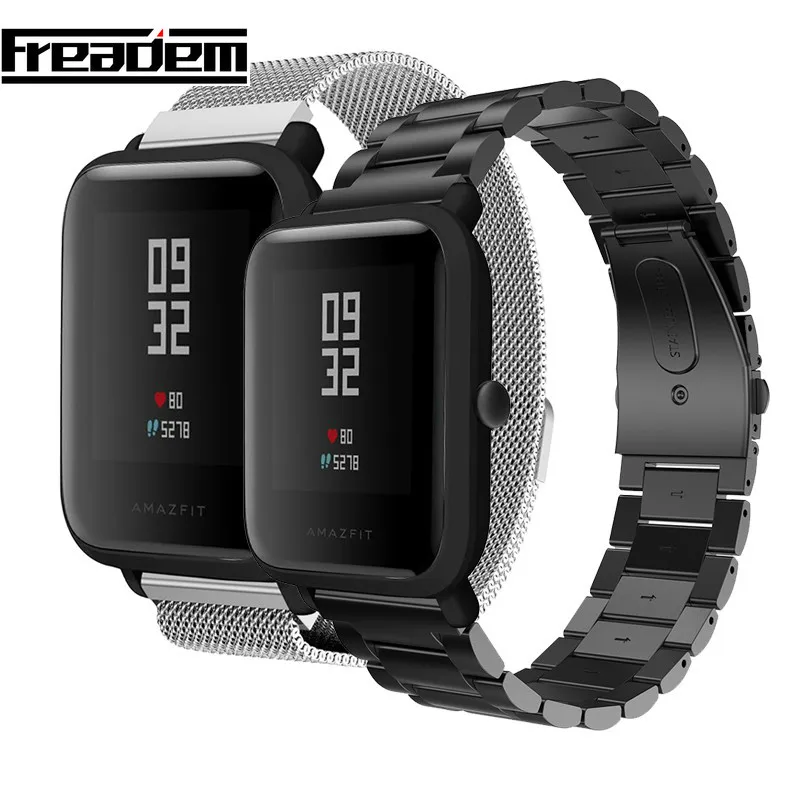Металлический Миланский ремешок для Huami AMAZFIT Bip, 20 мм, сетчатый Браслет из нержавеющей стали, ремешок для часов, магнитный ремешок, сменные часы