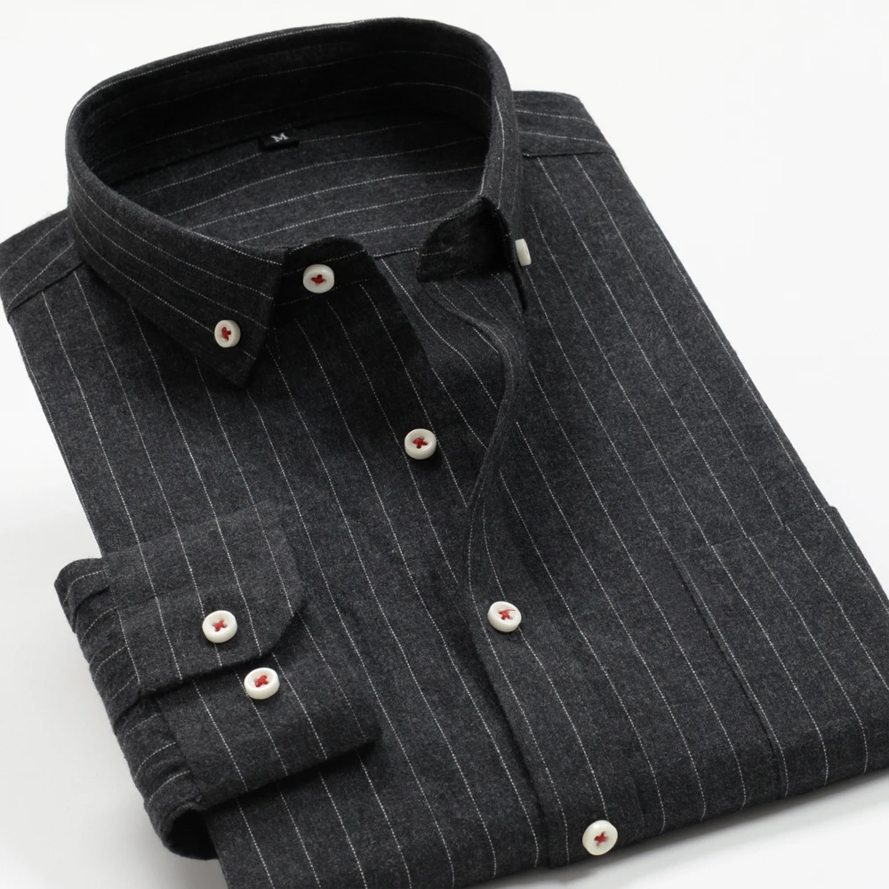 

Men's Button Down Long Sleeve Cotton Performance Striped Shirt 2021 Spring and Autumn New Arrivals Oversized Button Up Shirt