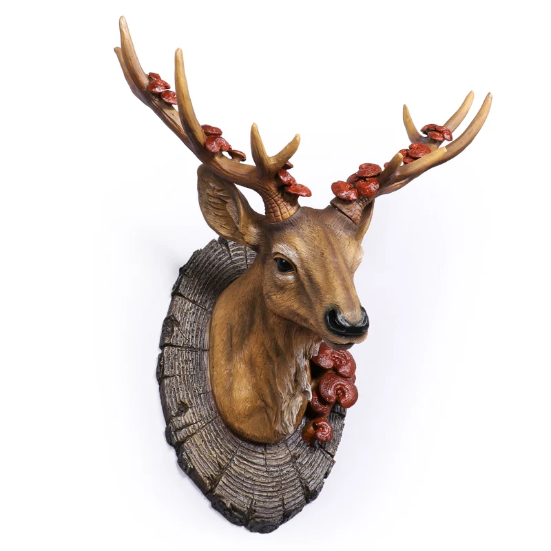 

American Retro Deer Head Figurine Wall Decoration 3D Animal Resin Deer Art Sculpture Home Wall Hanging Decoration R2658