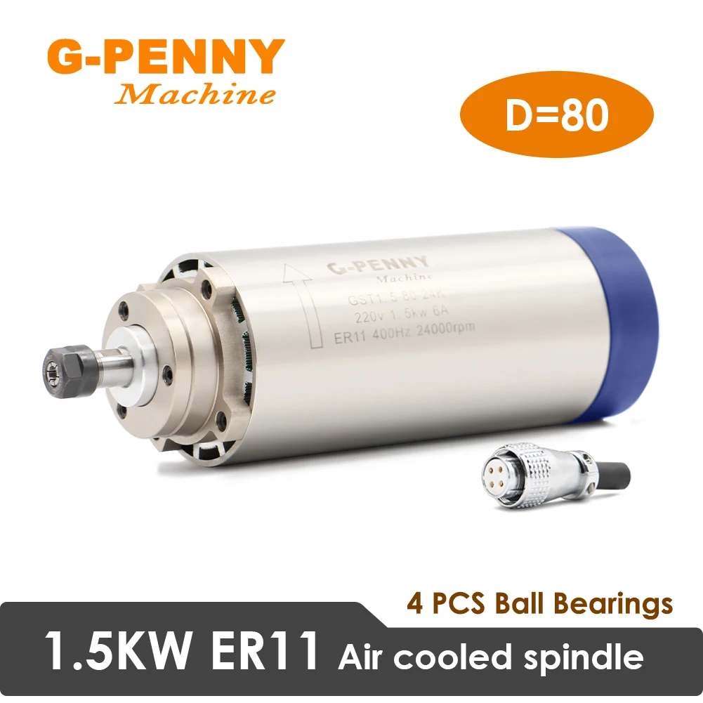 Электродвигатель шпинделя с воздушным охлаждением 220 В/380 В 24000 кВт ER11 80 мм 4