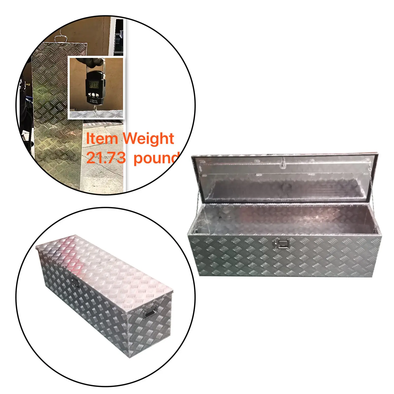 

49 Inch Aluminum Alloy Diamond Plate Toolbox Pickup Storage Box Rv Trailer Sorting Box-en