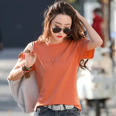 

han Ladies short-sleeved T-shirt all-match loose and comfortable half-sleeved