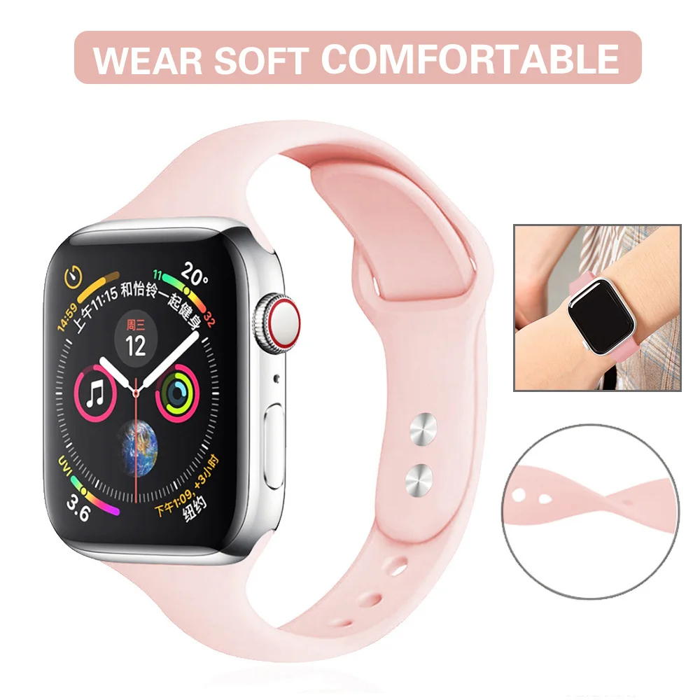 Силиконовый ремешок для наручных часов Apple Watch 38 мм, 42 мм, iwatch, версия 4 полосным 44 мм/40 мм спортивный браслет резиновый ремешок для наручных часов iwatch, версия 5 4 3 2 1