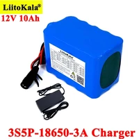 liitokala 12v 10ah 18650 li lon battery pack 10000mah with bms for monitor emergency lights uninterrupted power 12 6v charger