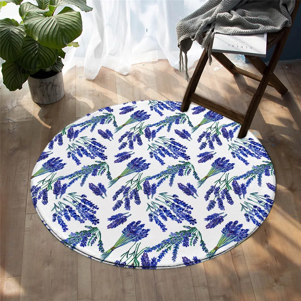 

Beautiful flowers, lavender, roses, oil painting, round, floor mats, rugs, bedrooms, living rooms, home decoration