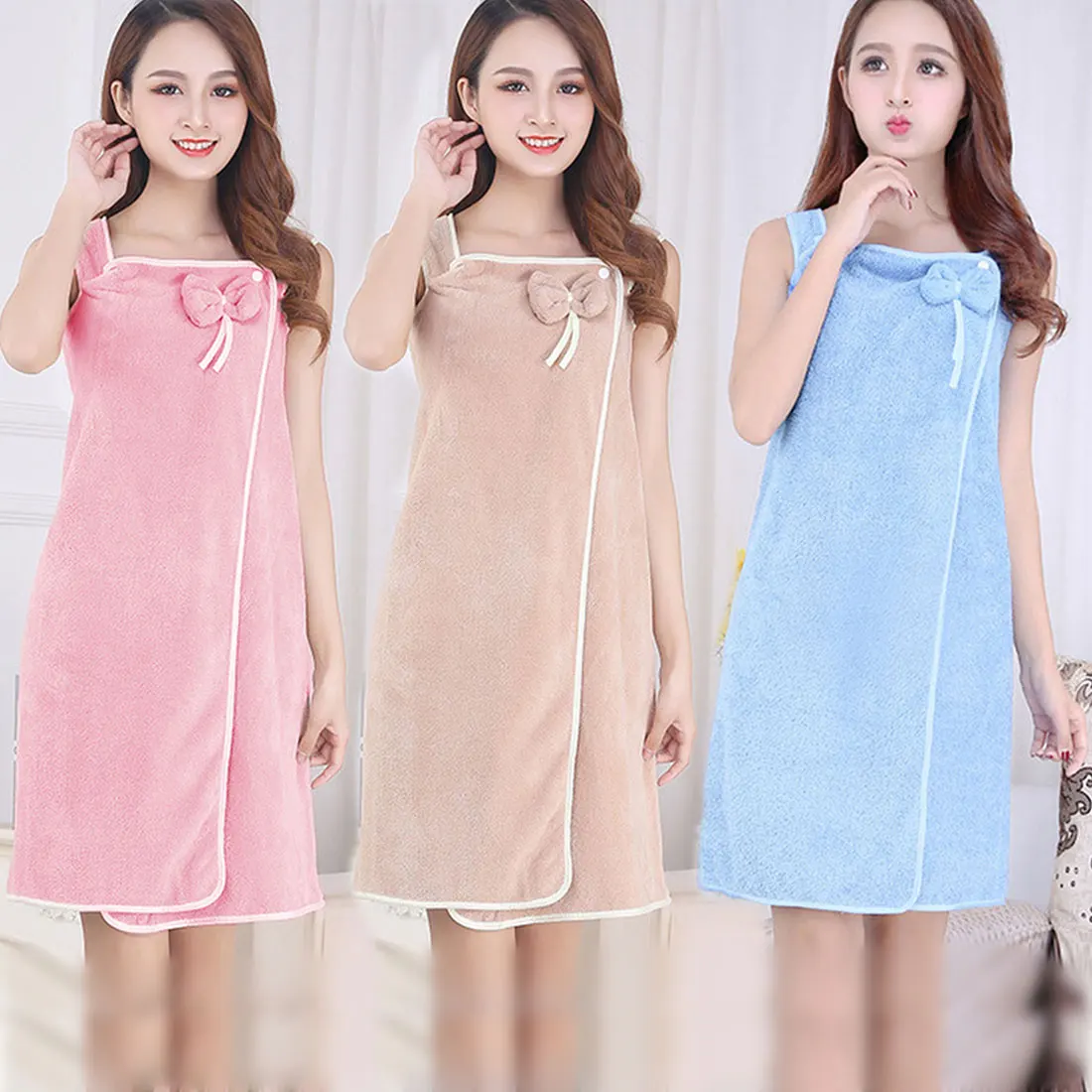

Coral fleece can be used as a bath skirt, soft, absorbent, and non-hair loss adult bath towel, beauty salon bathrobe