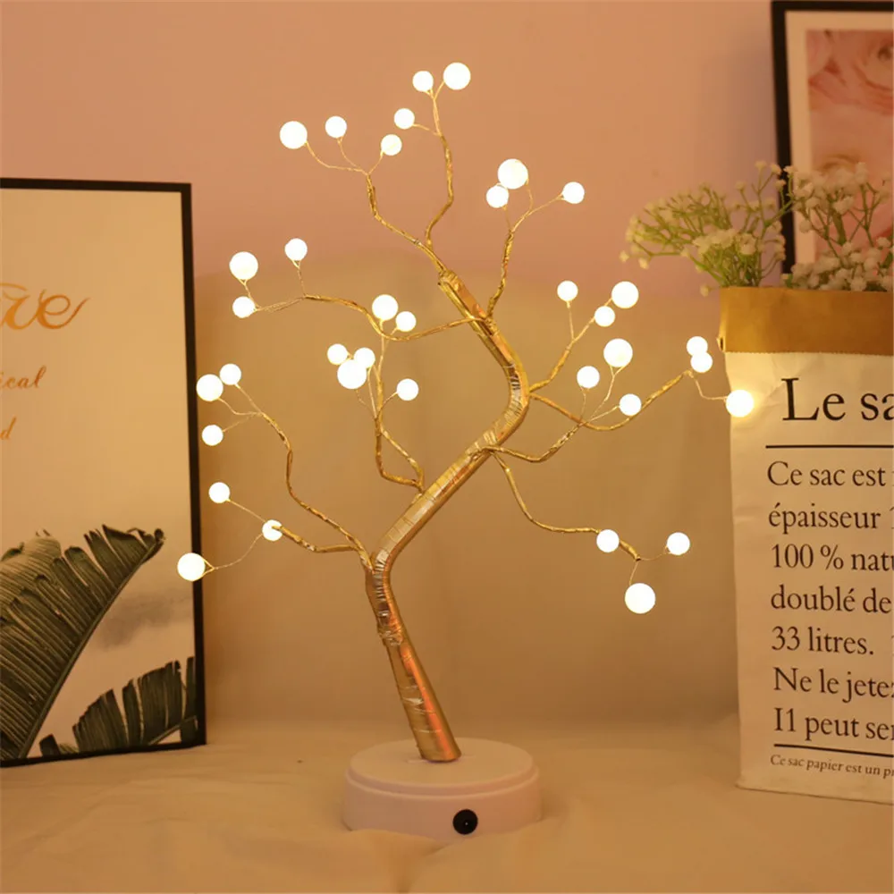 

Christmas Tree Copper Wire Garland Lamp Led Night Light Tablet Lamp Fairy Light Desktop Decor for Kids Room Holiday Lighting